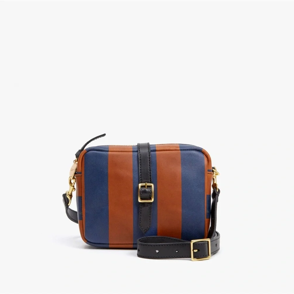 Striped Blue and Brown Crossbody Bag - Picture 1 of 6